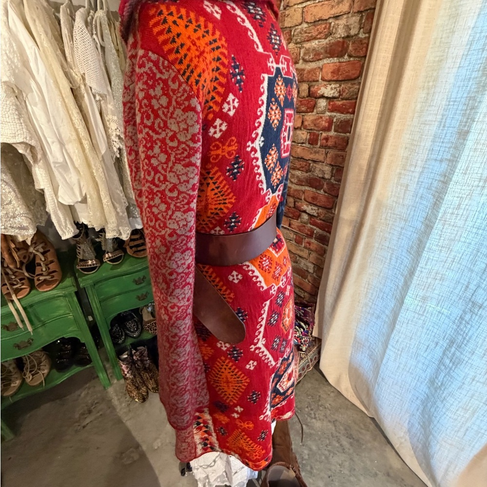 paparazzi Red and Navy Patchwork Knit Cardigan - Picture 5 of 12
